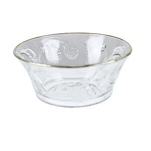 Bowl Wild Berry Clear Glass Gold Rim France Embossed Berry & Vines France 5-inch
